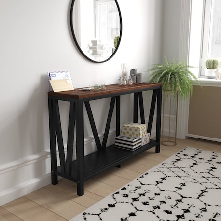 Flash Furniture 52 W, 14 L, 32 H, Engineered Wood, Black/Walnut ZG-034-BK-WAL-GG